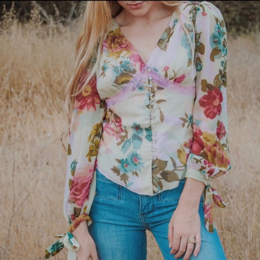 Floral Rhinestone top